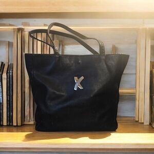 Paloma Picasso Black Leather Tote Bag. EUC
